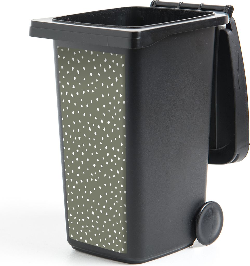 MuchoWow Mülltonnenaufkleber Polka dots - Grün - Weiß 44x98 cm - Containeraufkleber - Aufkleber - Mülltonnen-Aufkleber