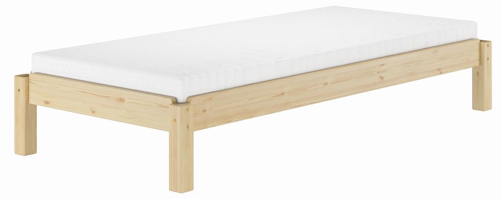 Massivholzbett Stapelbett Einzelbett 90x200 Kiefer unbehandelt Zubehör wählbar V-60.48N-09Rollrost und Matratze inkl.