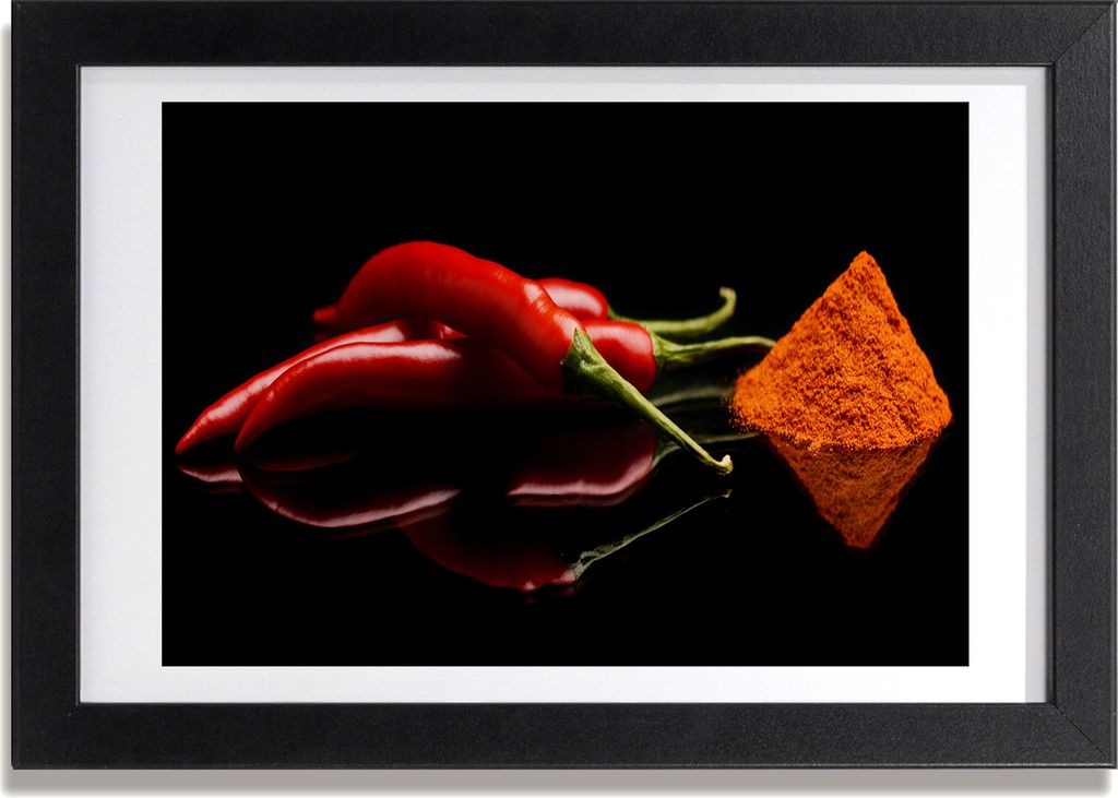 Bild 30x20 MDF-Rahmen, Wandkunst Chili und Cayenne