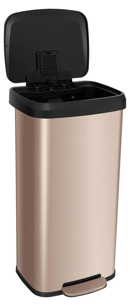 COSTWAY Poubelle de cuisine 68L en acier inoxydable or rose avec pédale