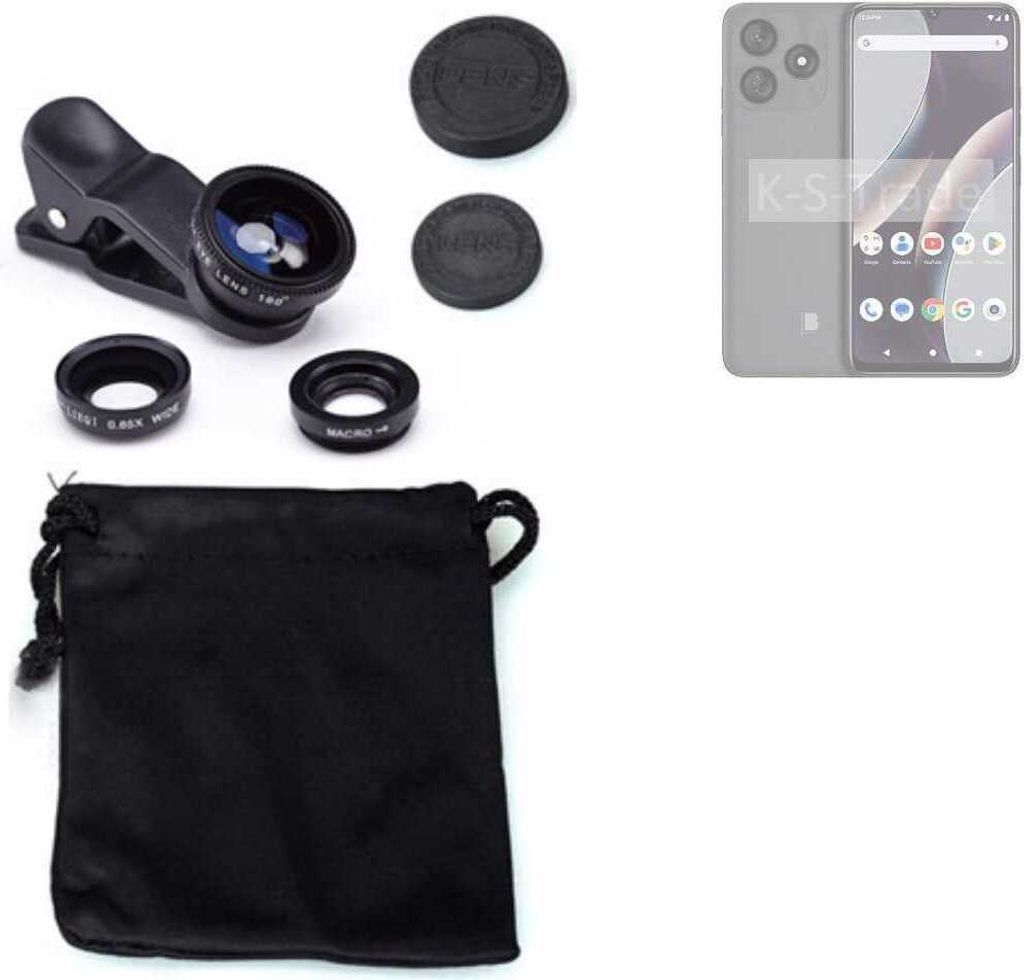 K-S-Trade Smartphone Kamera Linsen Set Kompatibel mit BLU G73L 3in1 Clip-On Kamera Adapter Macro Weitwinkel FishEye Fischauge Objektiv Linse