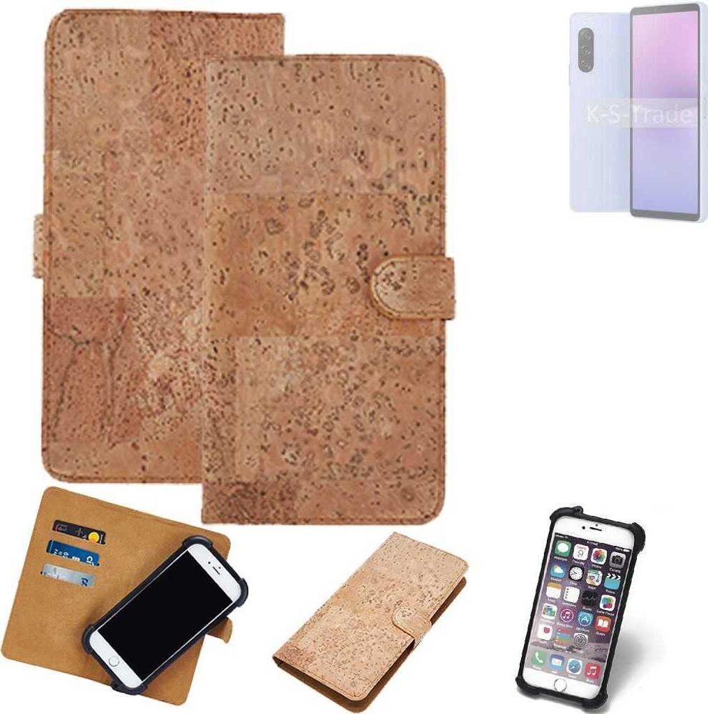 K-S-Trade Hülle kompatibel mit Sony Xperia 10 V Kork Handyhülle Cover Schutzhülle TPU Case Bumper in Hellbraun, (1x)