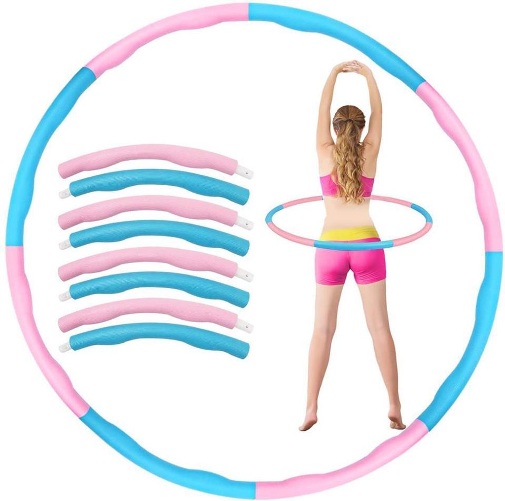 Abnehmbarer Massage-Hula-Hoop, 8-teilig Schaumstoff mit Gewicht, Rosa/Blau für Fitness