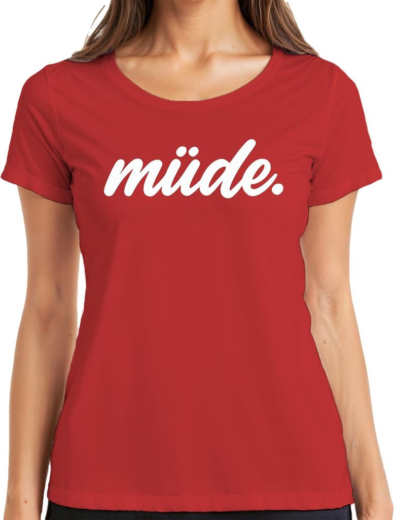 müde. Spruch Kaffeeliebe Homeoffice Schlafmütze sarkastisch mama Damen T-Shirt, Rot, XL