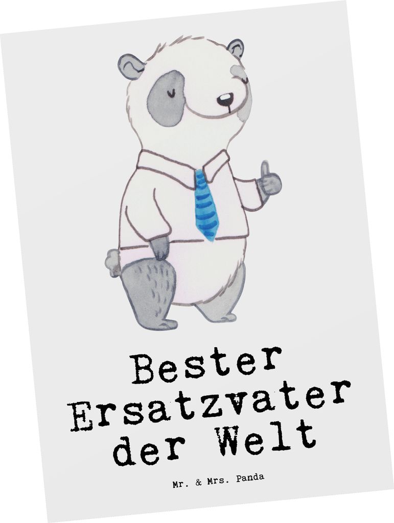Mr. & Mrs. Panda bildkarte Panda Bester Ersatzvater der Welt - Weiß - Geschenk, Postkarten, Geburtstag, Grußkarte, Kleinigkeit, Dankeschön, Fami...