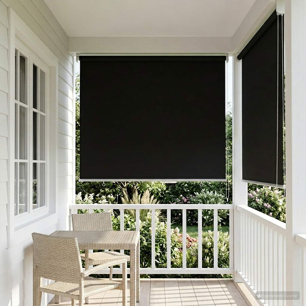 Rollo mit UV-Schutz Schwarz 100 x 140 cm Polyester