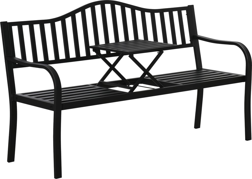 Outsunny Gartenbank mit ausziehbarem Tisch für 2 Personen Produktbild 
