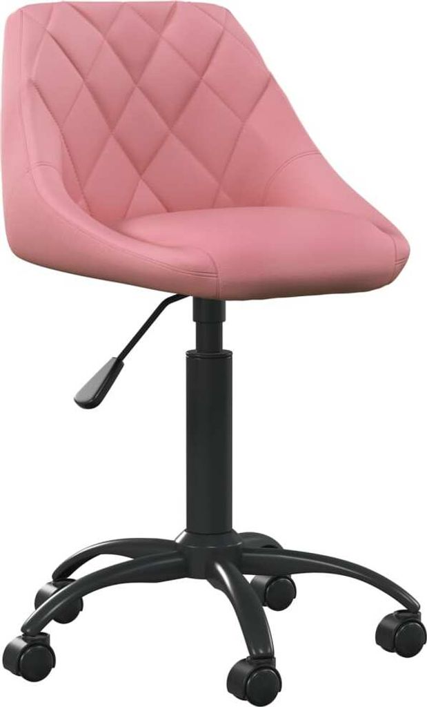 Rosa Samt Bürostuhl, höhenverstellbar, drehbar, mit Rollen, dick gepolstert, 44x46 cm Sitzfläche, 67,5-79 cm Höhe
