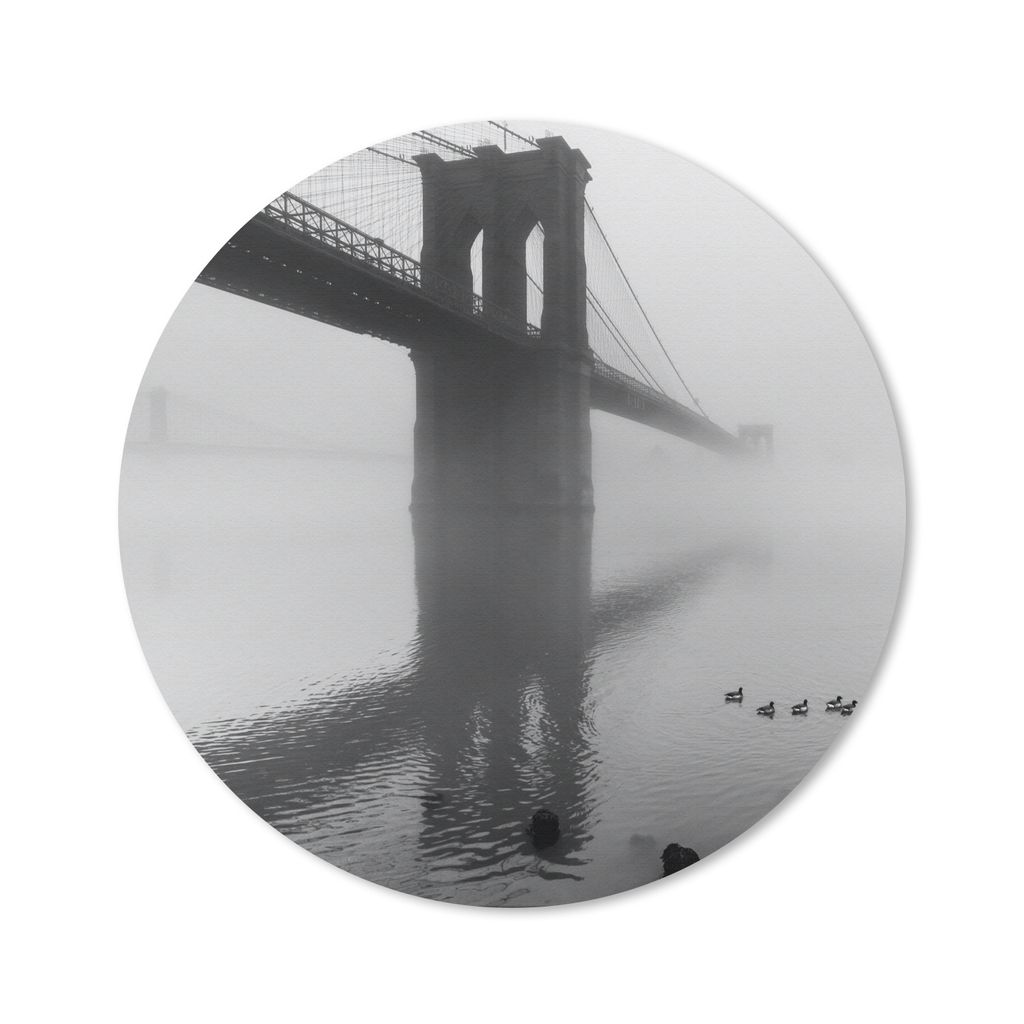 MuchoWow Mauspad Mousepad Nebel bedeckt die Brooklyn Bridge in New York in schwarz-weiß 30x30 cm - Mousepads - Maus Mat - Pad - Mausunterlage - ...