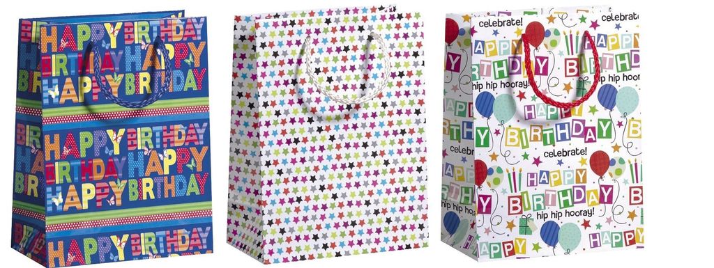 ZOEWIE Geschenktragetasche Happy Birthday Midi 3er Set 17x9,2x22,5cm