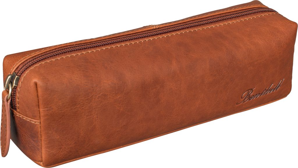 Benthill Federmappe Leder - Vintage Federmäppchen für Stifte - Federtasche für Schule / Uni - Kleine Leder-Etui Mäppchen - Kosmetiktasche