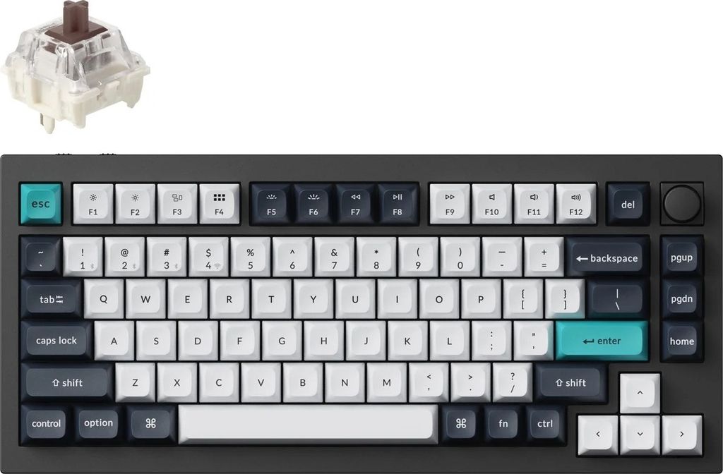 Keychron Q1 Max QMK/VIA Kabellose Mechanische Tastatur, QWERTY US, Knob, Carbon Black, Gateron Jupiter Brown Q1M-M3