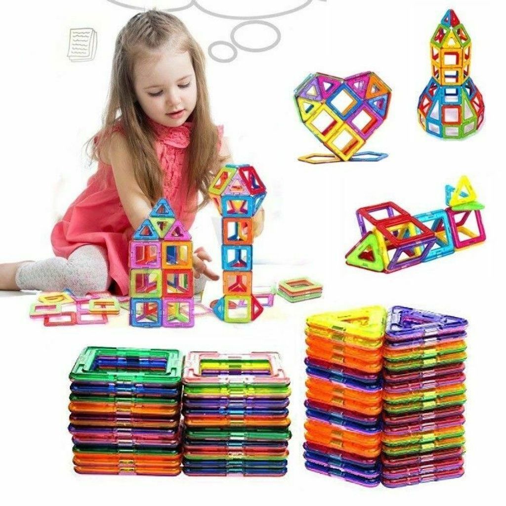 50-100 Stück Magnetic Building Kinder Spielzeug Magnetische Bausteine Blöcke DE 