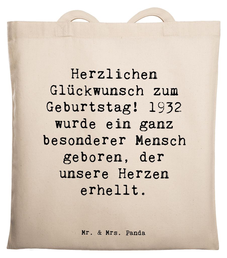 Mr. & Mrs. Panda Tote Bag Spruch 1932 Geburtstag - Weiß - Geschenk, Laptoptasche, Happy Birthday, Jubiläum, Jutetasche, Beutel, Geburtsjahr, Shop...