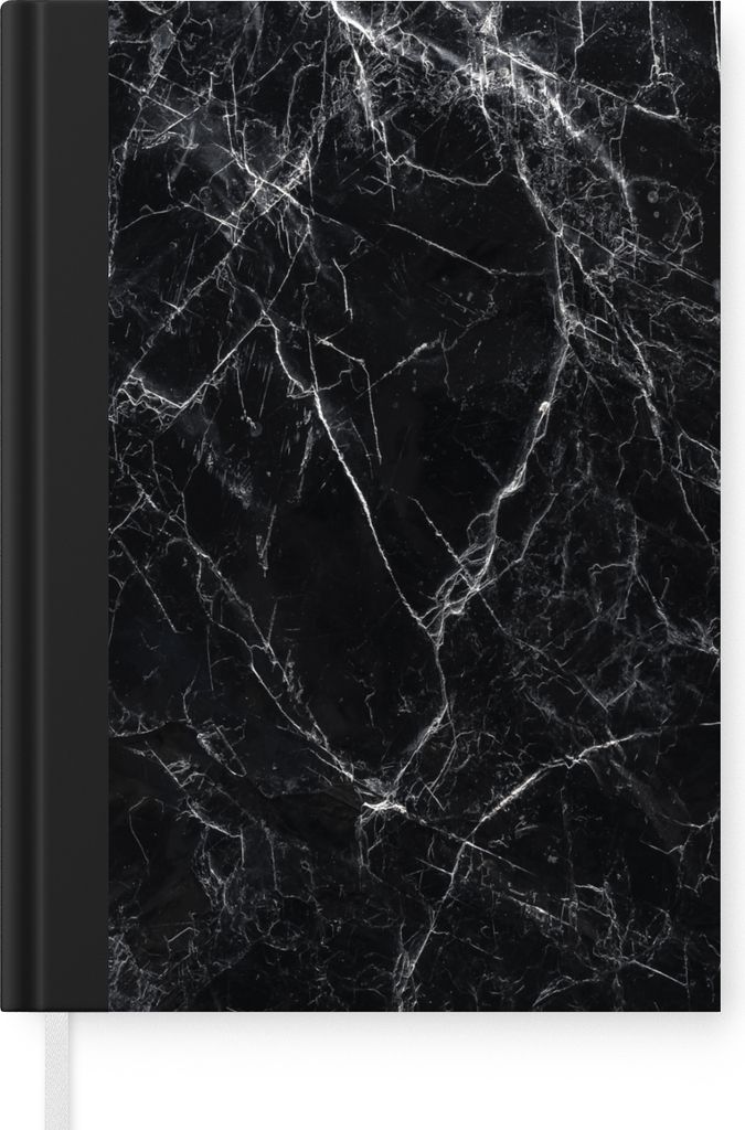 MuchoWow Notizbuch Tagebuch Haushaltsbuch Notebook A5 Marmor - Stein - Linie - Marmoroptik - Schwarz - Luxus - Notizblock - Notizheft - Notebook ...