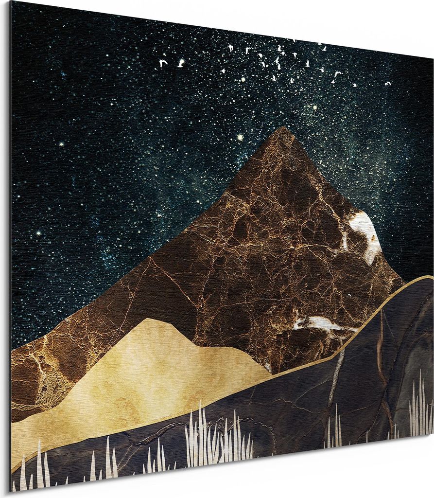 DEQORI Alu-Dibond Bild Silber 40x30 cm 'Galaktische Ebenen' Wandbild Metall dünn Design