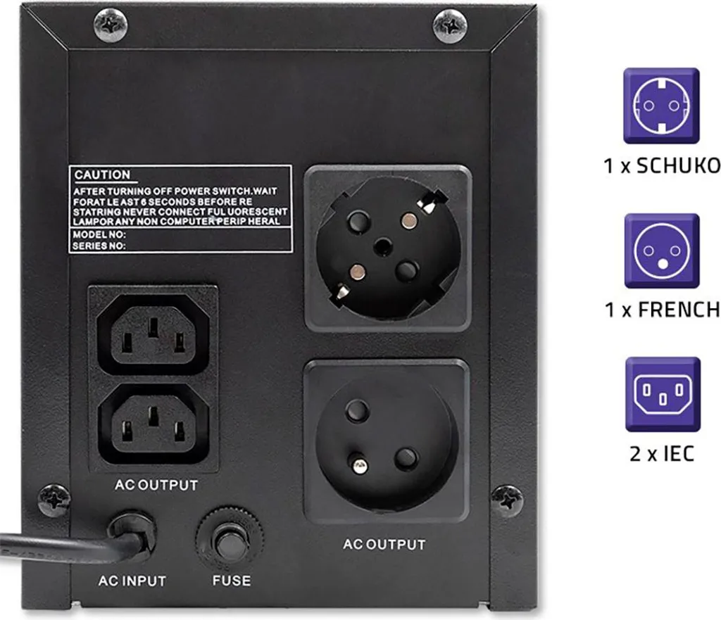 Onduleur Qoltec Monolith 1200VA 720W Line-Interactive pour PC et Serveur - 5