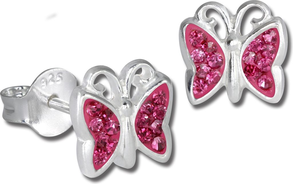 Teenie-Weenie Ohrstecker Kinder Silber Zirkonia Schmetterling Ohrringe SDO094A