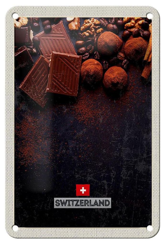 Blechschild Reise 12x18cm Schweiz Bern Schokolade süß Dekoration