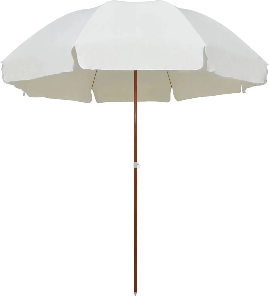 Ombrellone con asta in acciaio 300 cm bianco sabbia
