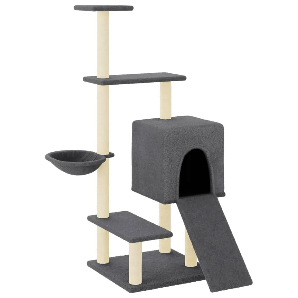 Palestra per Gatti 130,5 cm - Tiragraffi Morbido in Sisal Grigio Scuro