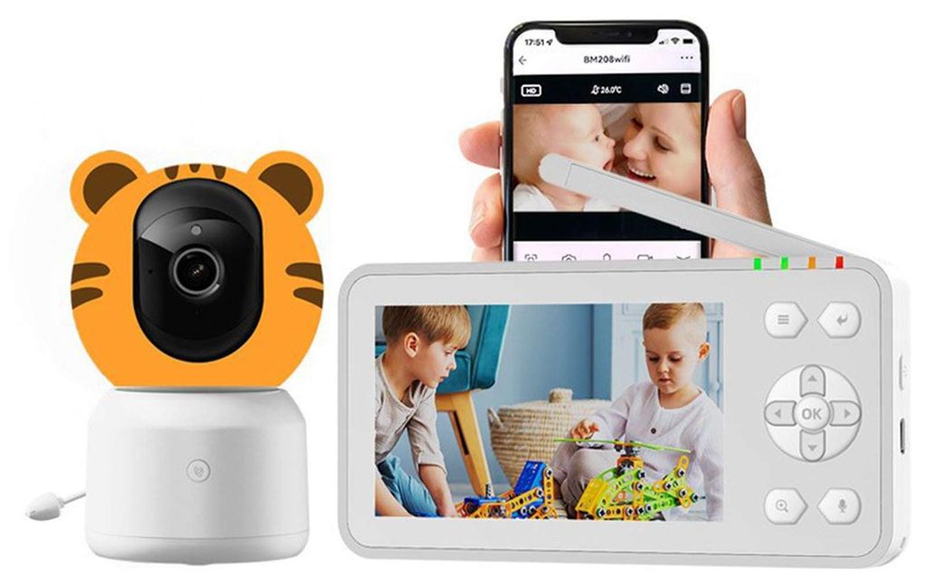 Zimilo WiFi Babyphone mit Kamera, 1080P HD, 4.5 Zoll IPS Display, Nachtsicht, Gegensprechfunktion, Temperaturüberwachung, Schwenkbar