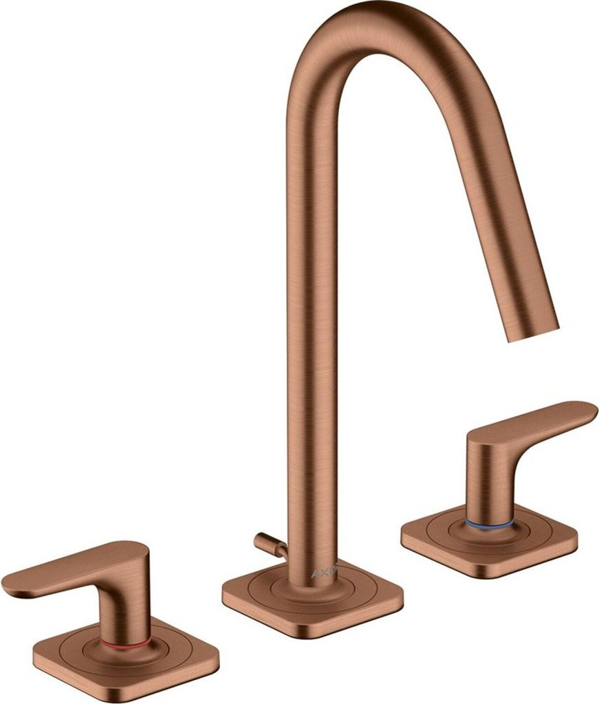 hansgrohe AXOR Citterio M 3-Loch Waschtischarmatur 160 mit Hebelgriffen, Rosetten und Zugstangen-Ablaufgarnitur, 34133310