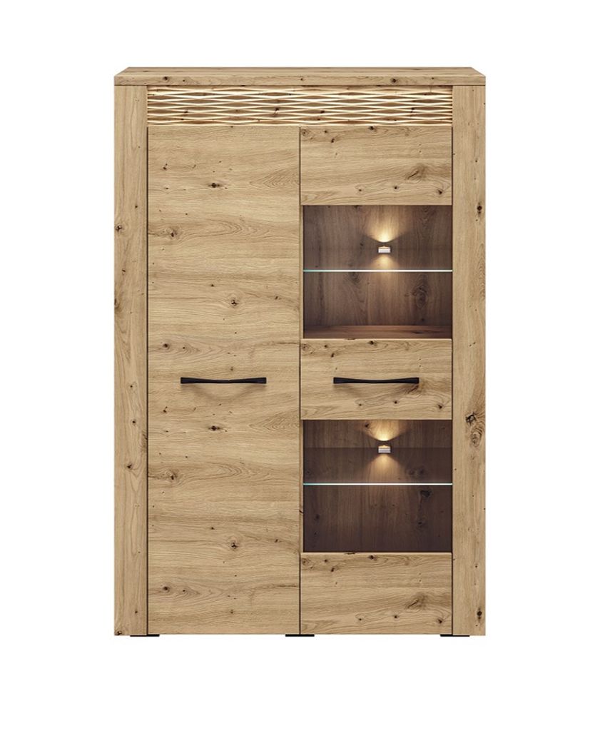 Vitrine deux portes DIANDRA – chêne artisan Image du produit 