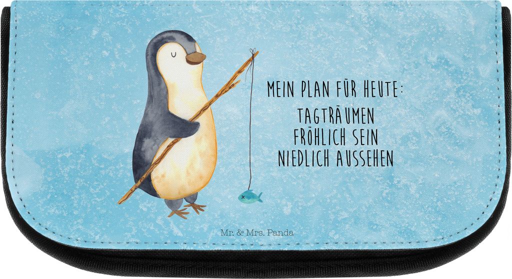 Mr. & Mrs. Panda kosmetiktäschchen Pinguin Angler - Eisblau - Geschenk, Urlaub, Geschenkidee, Hobby, Kosmetiktasche, Kulturbeutel, Motiviert, Wasc...