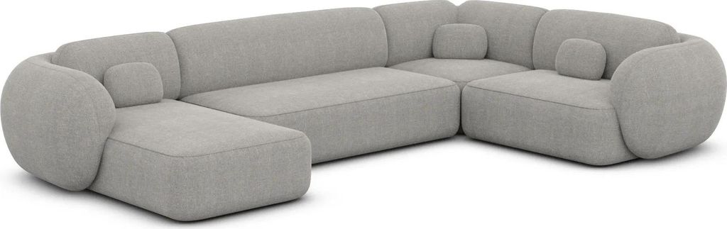 Strukturstoff U-Form XL Wohnlandschaft Mira Hellgrau Links