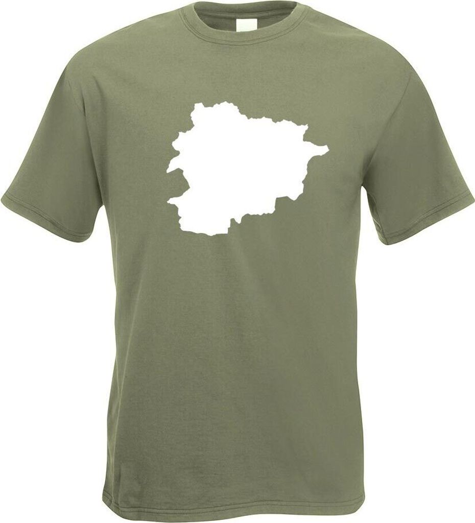 Kiwistar - T-Shirt - Olive - Andorra Umriss Kontur Herren Funshirt Bedruckt Design Sprüche Spruch Motive - mit Motiv Bedruckt - Funshirt Design - ...