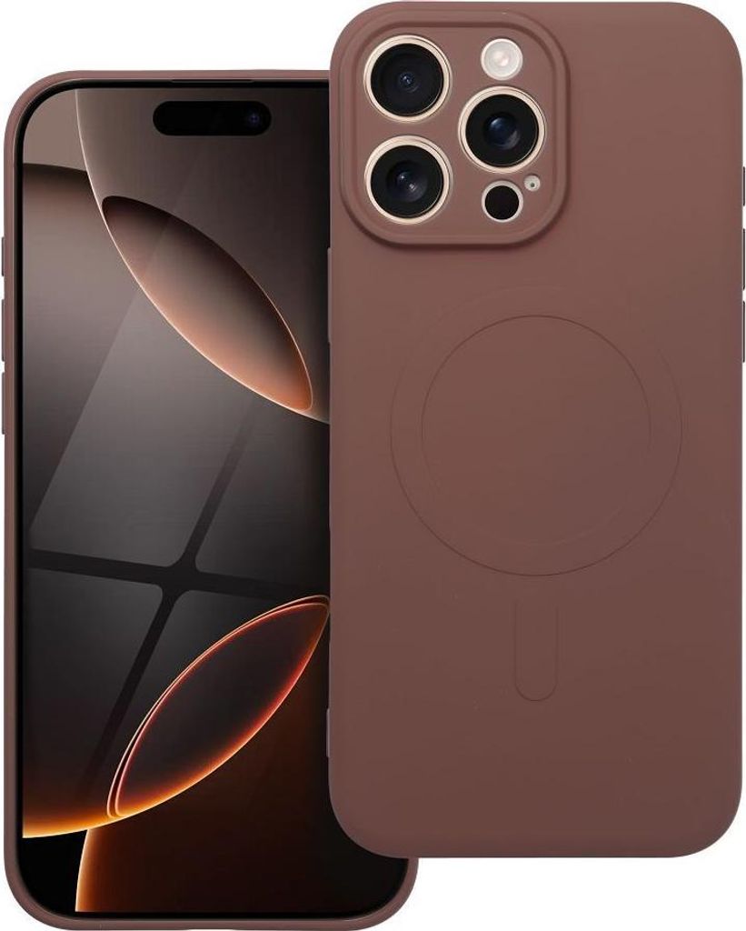 Case passend für iPhone 16 PRO MAX Silicone Mag Cover kompatibel mit MagSafe brown