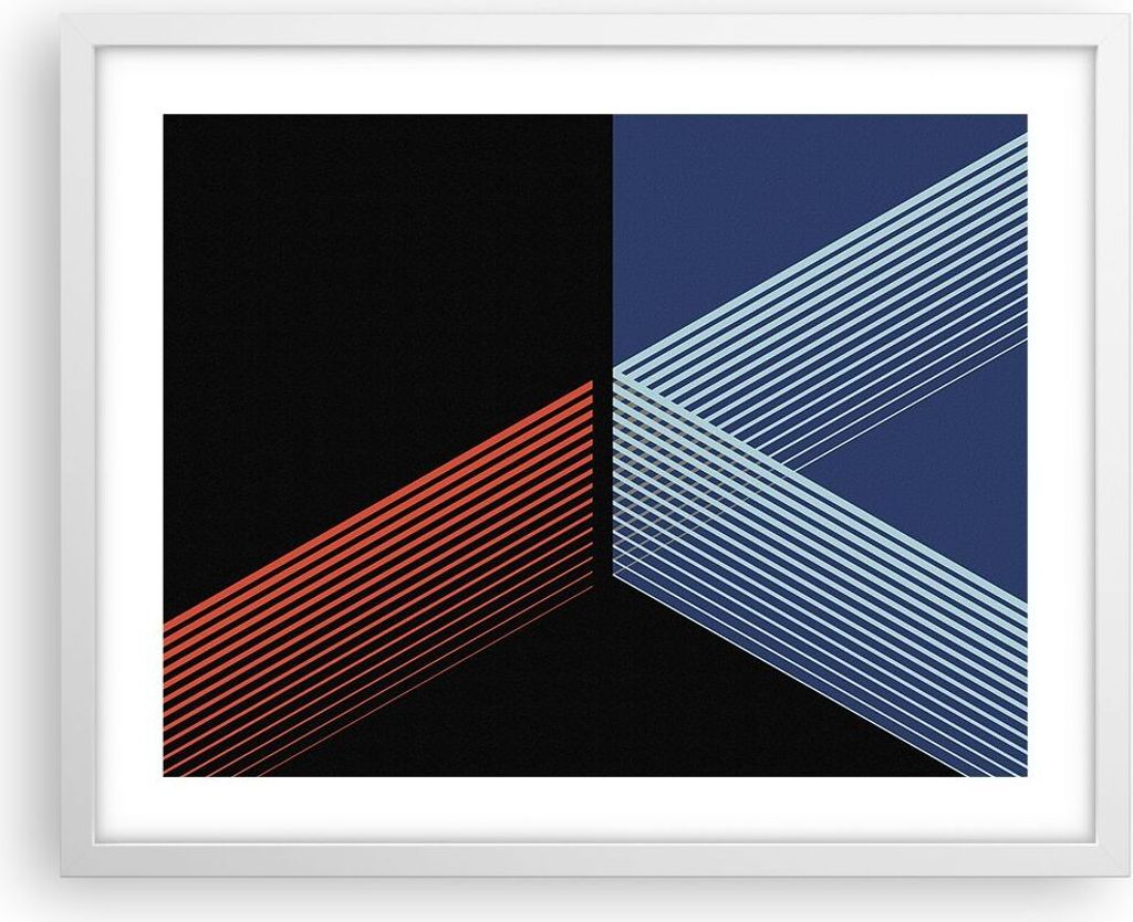 Gerahmtes Poster - Weißer Rahmen - Abstraktion Schwarz Blau Produktbild 