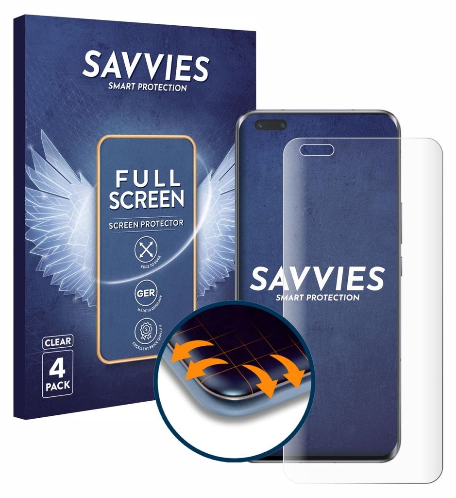 4x Savvies Fullscreen Schutzfolie für Honor Magic 5 Pro Displayschutz Folie Fullcover Klar Transparent