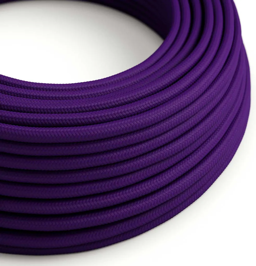 Câble Rond Effet Soie Violet Impérial 2x0,75mm² Gaine Textile de 10m
