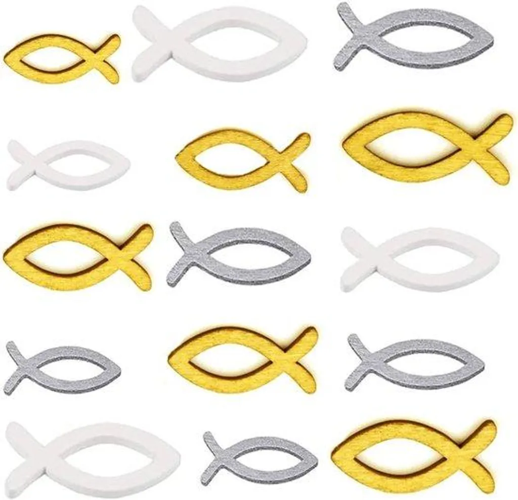 Décoration de Communion : 144 Poissons en Bois pour Table de Fête