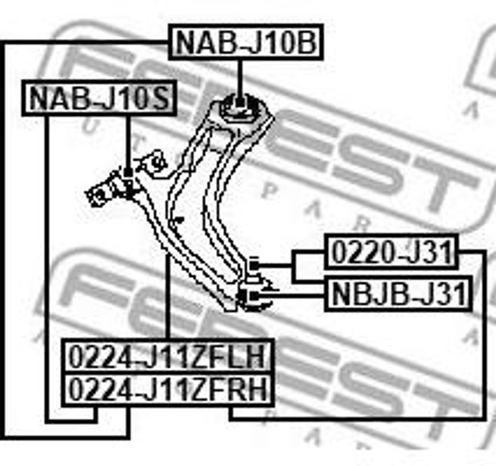 FEBEST 0224-J11ZFRH Querlenker, Radaufhängung OE 545004BA0A kompatibel mit Qashqai, X-Trail, Koleos