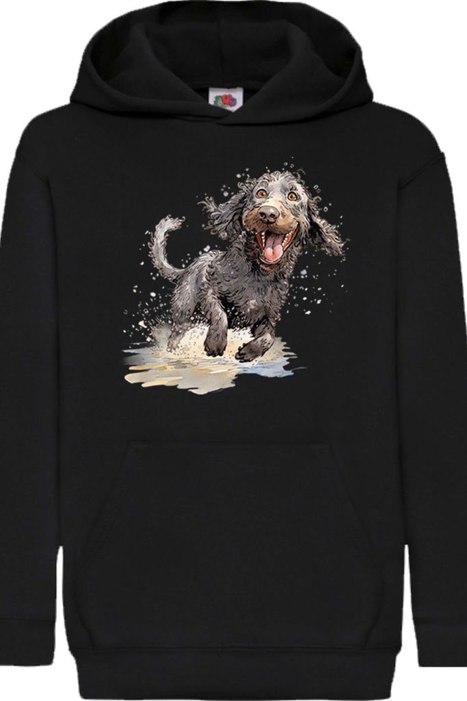 Kinder Kapuzenpullover Funny Dogs Breeds American Water Spaniel Dog Breed 020, 7-8 Jahr - 128 / Schwarz
