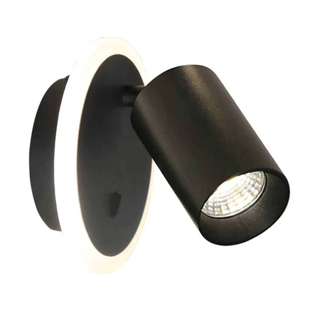 Spot mural design noir orientable avec LED 5W CCT pour chambre et salon chic