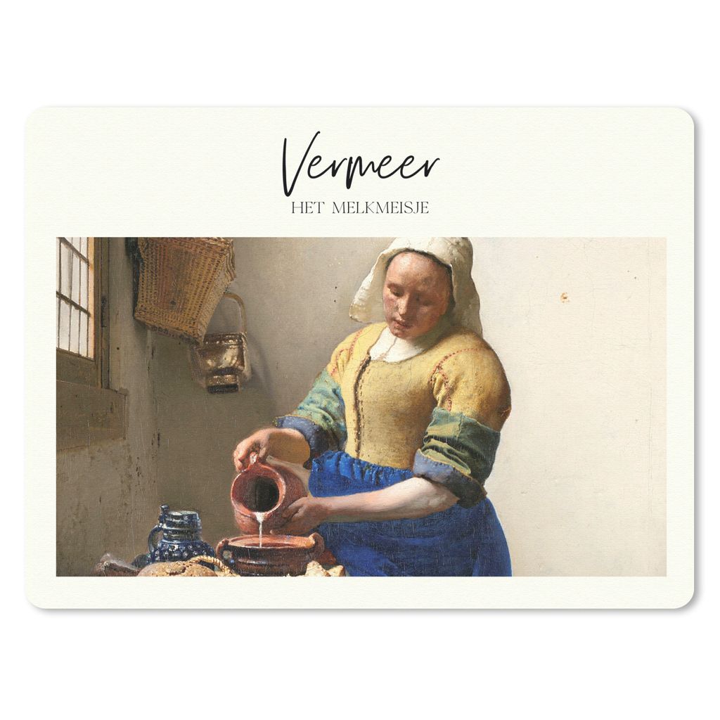 MuchoWow Mauspad Mousepad Milchmädchen - Vermeer - Alte Meister 40x30 cm - Mousepads - Maus Mat - Pad - Mausunterlage - Anti Rutsch