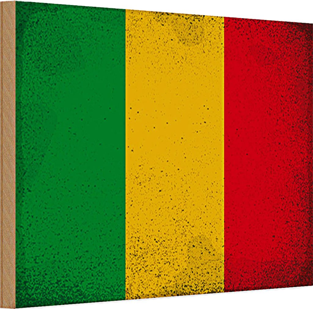 Holzschild Flagge Mali 30x20cm Flag of Mali Vintage