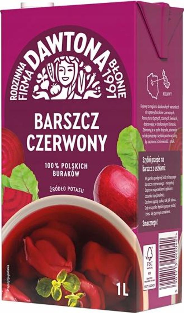 Rode bietensoep Dawtony, klaar om te consumeren, 1 liter Productafbeelding 