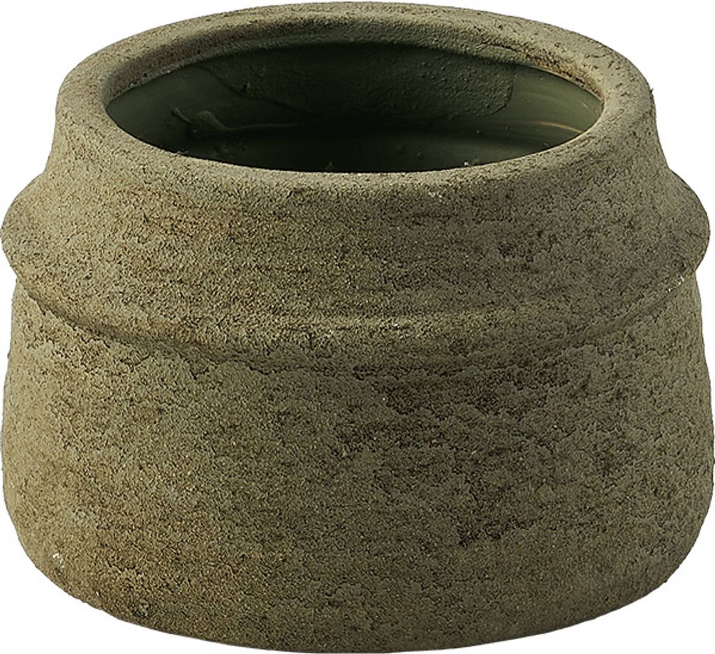 D&M Deco Blumentopf Schnittlauch Grün-Khaki D 18 cm H 13 cm Öffnung 11 cm