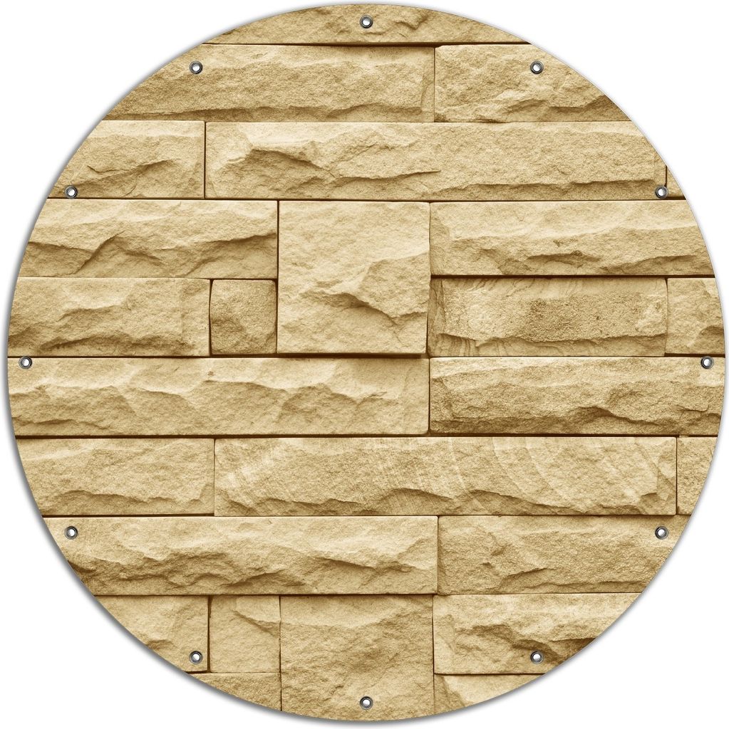 Wallario rundes Outdoor-Poster für Garten oder Balkon, Motiv Steinwand gelb, 120 cm Durchmesser