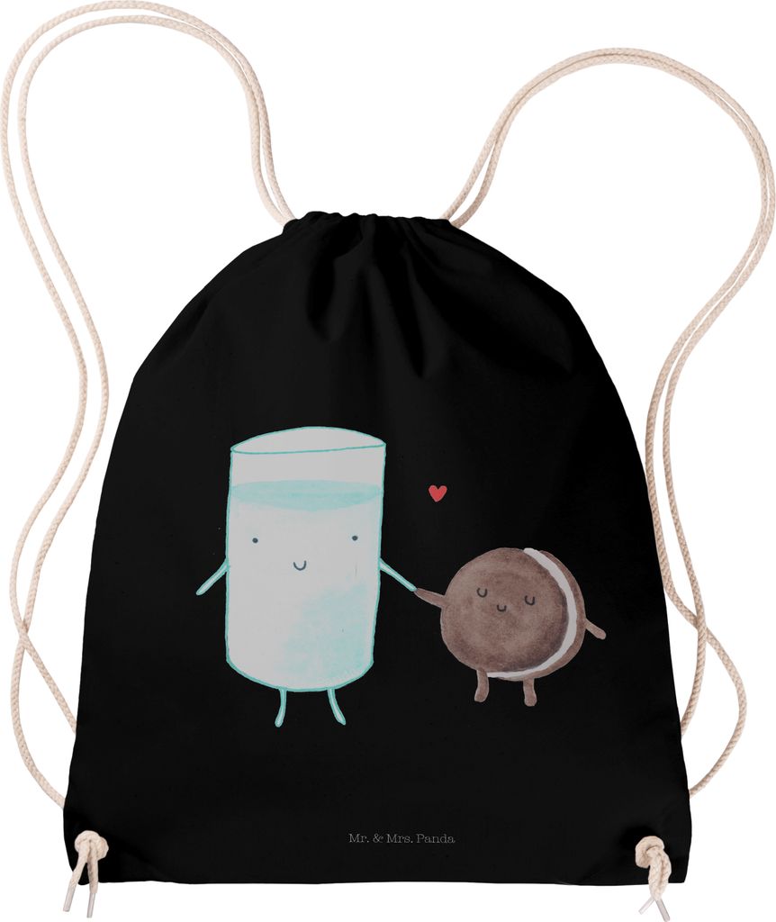 Mr. & Mrs. Panda Baumwollbeutel Milch Keks - Schwarz - Geschenk, Cookie, Lustige Sprüche, Sportbeutel, gymnastiktasche, Romantisch, Kekse, Milk, J...