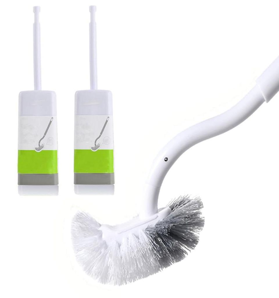 Toilettenbürste, kompakte Toilettenbürste mit Halterung für Badezimmer, robuste Toilettenbürste, gründliche Reinigung (2 Stück)