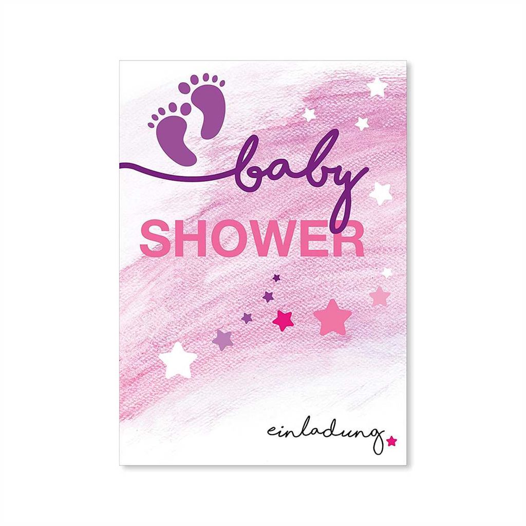 15 Einladungskarten Baby Shower I dv_147 I DIN A6 I Einladung Set Baby-Party rosa lila Mädchen Girl Invitations