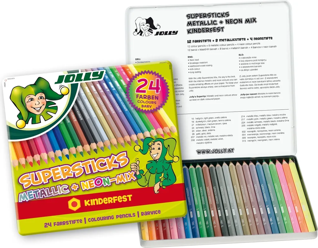 Set de coloriage pour papier noir Jolly 24 crayons de couleur variés