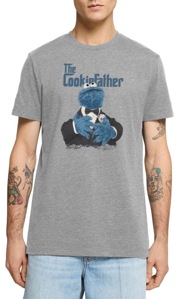 Spreadshirt Sesamstraße The Cookiefather Männer Premium T-Shirt, XS, Grau meliert