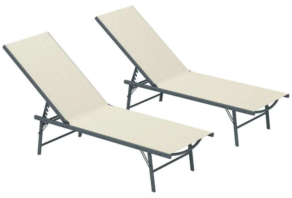 Chaise longue de jardin Reis, mobilier extérieur métal blanc terrasse